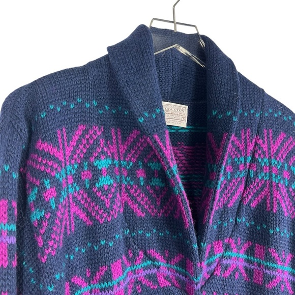 PENDLETON VINTAGE Button down V-Neck Sweater Cardigan with Fair Isle Small - Picture 2 of 8